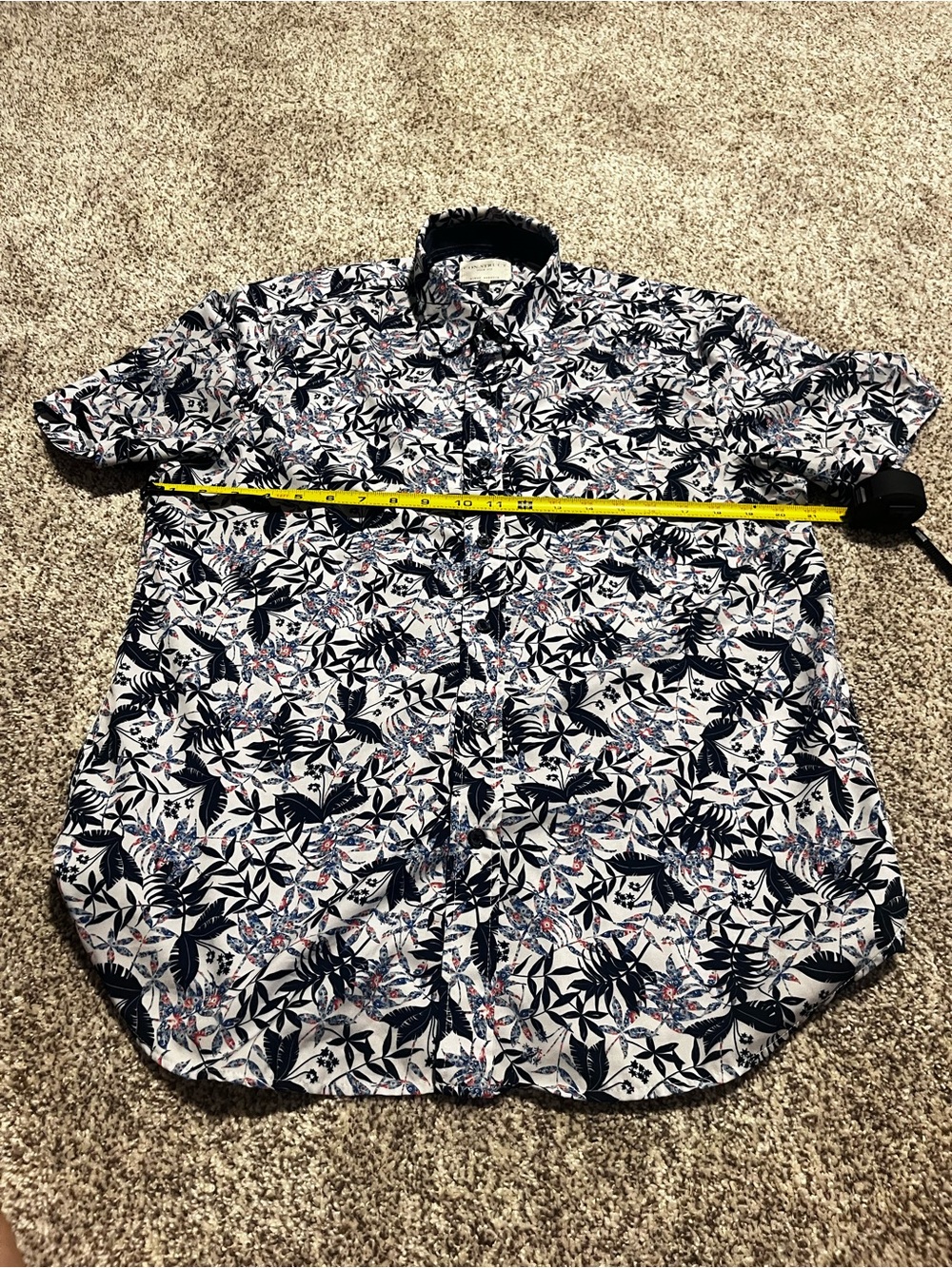 CON.STRUCT Slim Fit Floral Button Up Shirt Men’s Large Stretch Short Sleeve - Picture 5 of 7